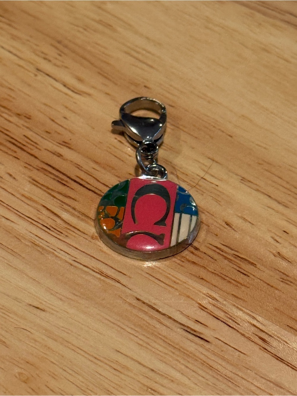 Coach Multicolor Coach Poppy Enamel Round Key Charm with Pink Accent